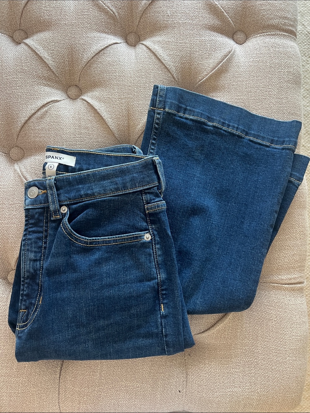SPANX Women's Dark Blue Bootcut Stretch Jeans